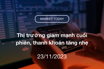 Market Today 23/11/2023: Thị trường giảm mạnh cuối phiên, thanh khoản tăng nhẹ