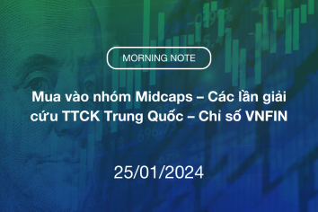 MORNING NOTE 25/01/2024 – Mua vào nhóm Midcaps – Các lần giải cứu TTCK Trung Quốc – Chỉ số VNFIN