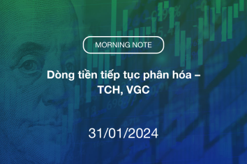 MORNING NOTE 31/01/2024 – Dòng tiền tiếp tục phân hóa – TCH, VGC