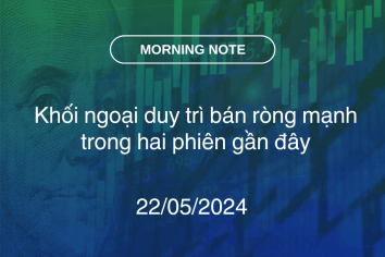 MORNING NOTE 22/05/2024 – Khối ngoại duy trì bán ròng mạnh trong hai phiên gần đây