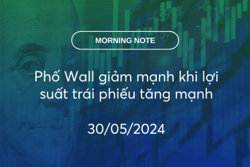 MORNING NOTE 30/05/2024 – Phố Wall giảm mạnh khi lợi suất trái phiếu tăng mạnh