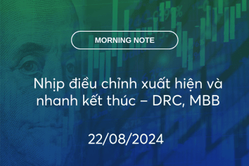 MORNING NOTE 22/08/2024 – Nhịp điều chỉnh xuất hiện và nhanh kết thúc – DRC, MBB