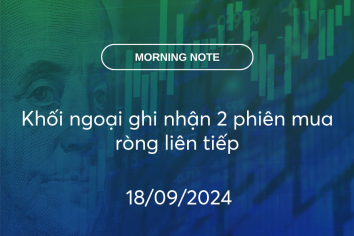 MORNING NOTE 18/09/2024 – Khối ngoại ghi nhận 2 phiên mua ròng liên tiếp