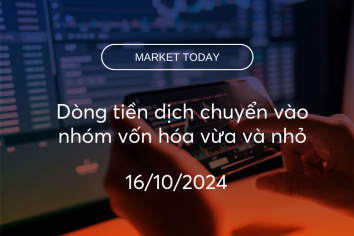 Market Today 16/10/2024: Dòng tiền dịch chuyển vào nhóm vốn hóa vừa và nhỏ