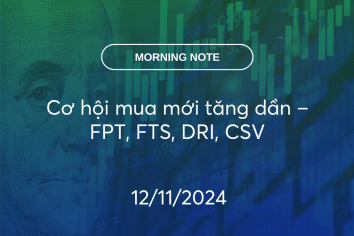 MORNING NOTE 12/11/2024 – Cơ hội mua mới tăng dần – FPT, FTS, DRI, CSV