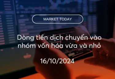 Market Today 16/10/2024: Dòng tiền dịch chuyển vào nhóm vốn hóa vừa và nhỏ