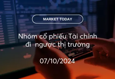 Market Today 07/10/2024: Nhóm cổ phiếu Tài chính đi  ngược thị trường