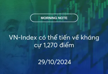 MORNING NOTE 29/10/2024 – VN-Index có thể tiến về kháng cự 1,270 điểm