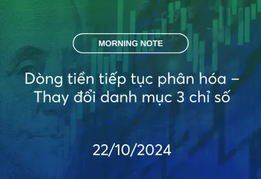 MORNING NOTE 22/10/2024 – Dòng tiền tiếp tục phân hóa – Thay đổi danh mục 3 chỉ số